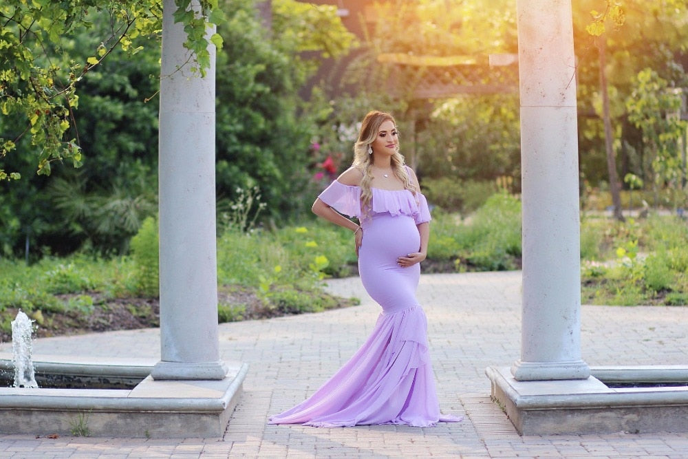 Maternity Cotton Mermaid Trumpet Strapless Pregnant Dress - dresslikemommy.com