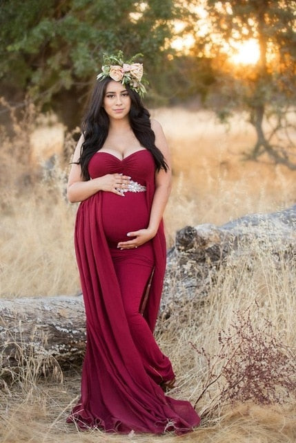 Maternity Dresses Sweet Heart Chiffon Cloak Maxi Gown - dresslikemommy.com