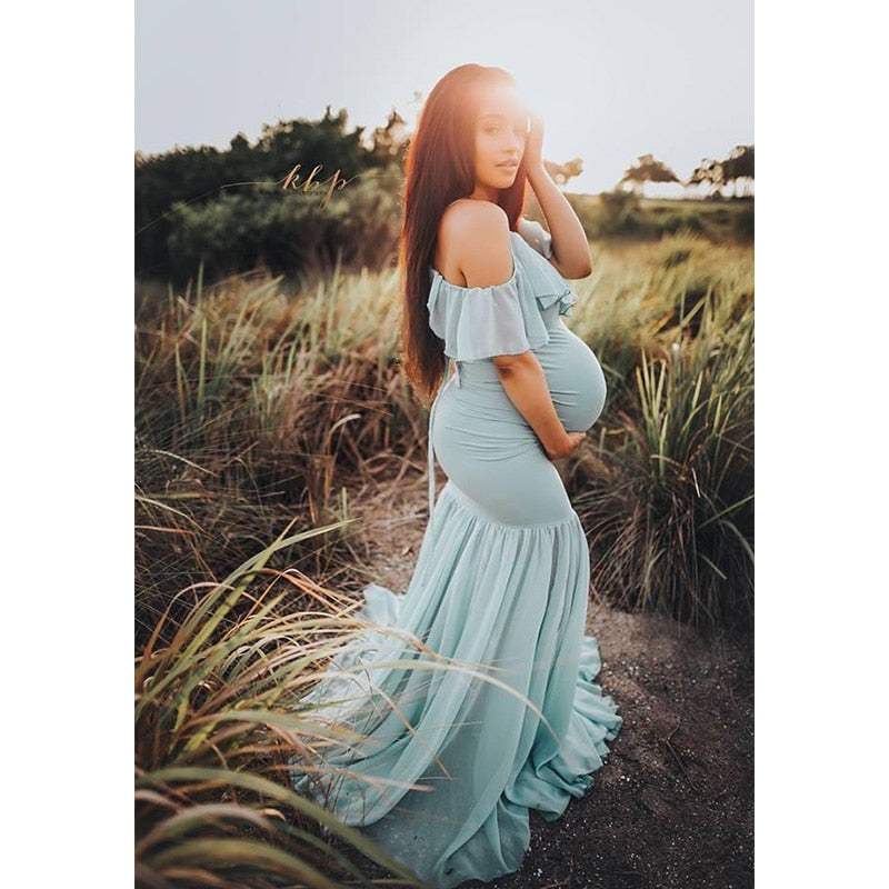 Maternity Cotton Mermaid Trumpet Strapless Pregnant Dress - dresslikemommy.com