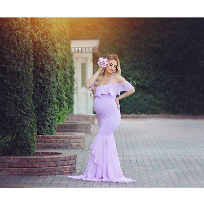 Maternity Cotton Mermaid Trumpet Strapless Pregnant Dress - dresslikemommy.com